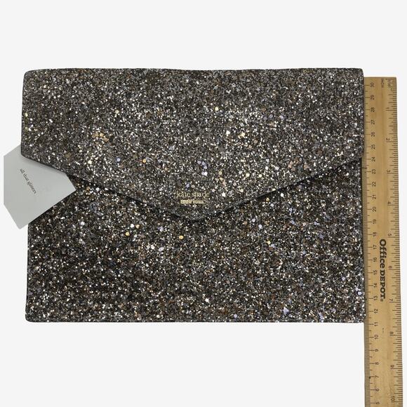 Kate Spade Laurel Way All That Glitters Envelope Clutch Gold Glitter NWT - Picture 15 of 16